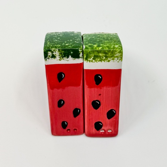 Bright & Cheery Watermelon Hand-Painted Ceramic Salt & Pepper Shaker Set 3" x 3" - Picture 11 of 12